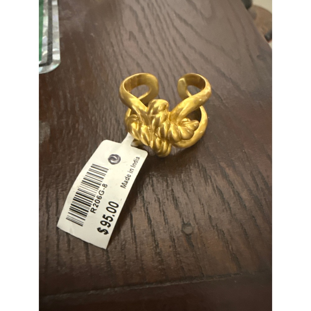 Julie Vos Fleur de Lis Ring 24K Gold Plate Matte Finish Size 8 R206G-8 New